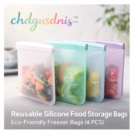 chdgusdnis™ Reusable Silicone Food Storage Bags – Eco-Friendly Freezer Bags (4 PCS)