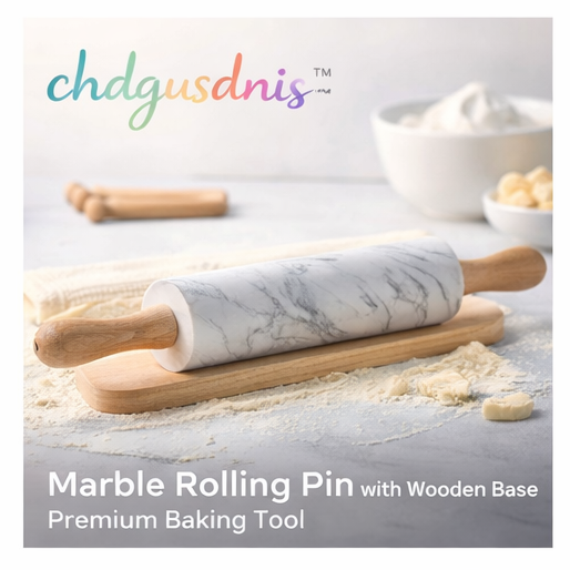 chdgusdnis™ Marble Rolling Pin with Wooden Base – Premium Baking Tool
